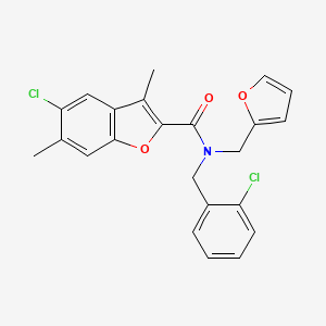 molecular formula C23H19Cl2NO3 B11399756 5-chloro-N-(2-chlorobenzyl)-N-(furan-2-ylmethyl)-3,6-dimethyl-1-benzofuran-2-carboxamide 