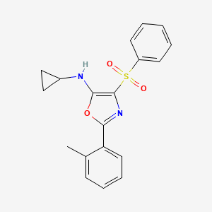 N-cyclopropyl-2-(2-methylphenyl)-4-(phenylsulfonyl)-1,3-oxazol-5-amine