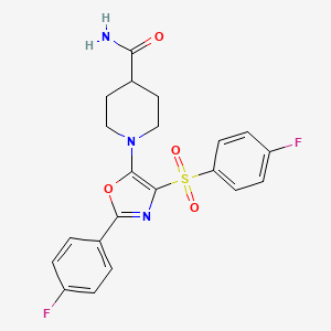 1-{2-(4-Fluorophenyl)-4-[(4-fluorophenyl)sulfonyl]-1,3-oxazol-5-yl}piperidine-4-carboxamide