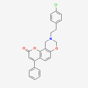 9-[2-(4-chlorophenyl)ethyl]-4-phenyl-9,10-dihydro-2H,8H-chromeno[8,7-e][1,3]oxazin-2-one