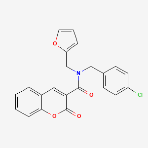 molecular formula C22H16ClNO4 B11399897 N-(4-chlorobenzyl)-N-(furan-2-ylmethyl)-2-oxo-2H-chromene-3-carboxamide 