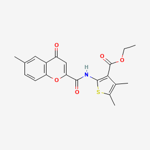 molecular formula C20H19NO5S B11399916 ethyl 4,5-dimethyl-2-{[(6-methyl-4-oxo-4H-chromen-2-yl)carbonyl]amino}thiophene-3-carboxylate 