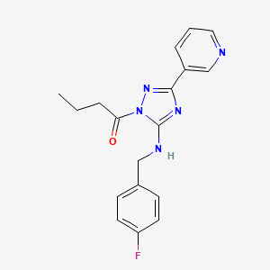 molecular formula C18H18FN5O B11399970 1-{5-[(4-fluorobenzyl)amino]-3-(pyridin-3-yl)-1H-1,2,4-triazol-1-yl}butan-1-one 