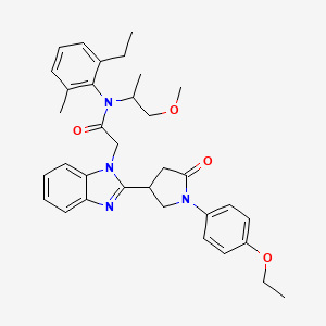 molecular formula C34H40N4O4 B11400066 2-{2-[1-(4-ethoxyphenyl)-5-oxopyrrolidin-3-yl]-1H-benzimidazol-1-yl}-N-(2-ethyl-6-methylphenyl)-N-(1-methoxypropan-2-yl)acetamide 