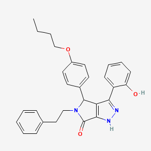 molecular formula C29H29N3O3 B11400088 4-(4-butoxyphenyl)-3-(2-hydroxyphenyl)-5-(2-phenylethyl)-4,5-dihydropyrrolo[3,4-c]pyrazol-6(1H)-one 