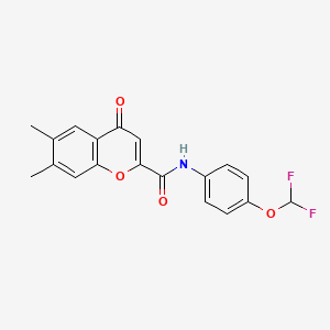 molecular formula C19H15F2NO4 B11400095 N-[4-(difluoromethoxy)phenyl]-6,7-dimethyl-4-oxo-4H-chromene-2-carboxamide 