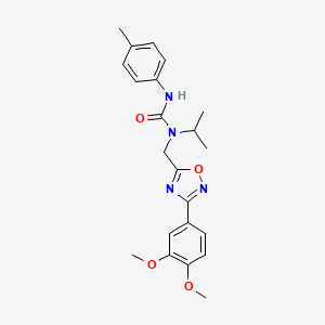 molecular formula C22H26N4O4 B11400101 1-{[3-(3,4-Dimethoxyphenyl)-1,2,4-oxadiazol-5-yl]methyl}-3-(4-methylphenyl)-1-propan-2-ylurea 