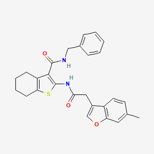 molecular formula C27H26N2O3S B11400115 N-benzyl-2-{[(6-methyl-1-benzofuran-3-yl)acetyl]amino}-4,5,6,7-tetrahydro-1-benzothiophene-3-carboxamide 