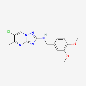 molecular formula C16H18ClN5O2 B11400172 6-chloro-N-[(3,4-dimethoxyphenyl)methyl]-5,7-dimethyl-[1,2,4]triazolo[1,5-a]pyrimidin-2-amine 