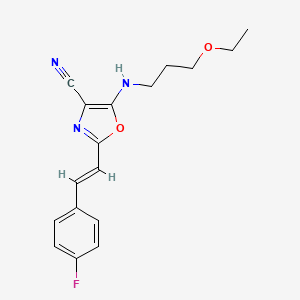 5-[(3-ethoxypropyl)amino]-2-[(E)-2-(4-fluorophenyl)ethenyl]-1,3-oxazole-4-carbonitrile