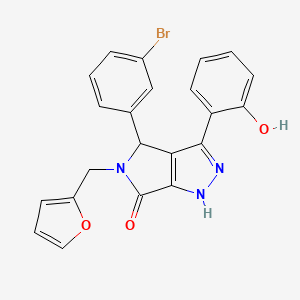 molecular formula C22H16BrN3O3 B11400216 4-(3-bromophenyl)-5-(furan-2-ylmethyl)-3-(2-hydroxyphenyl)-4,5-dihydropyrrolo[3,4-c]pyrazol-6(1H)-one 