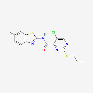 5-chloro-N-(6-methyl-1,3-benzothiazol-2-yl)-2-(propylsulfanyl)pyrimidine-4-carboxamide