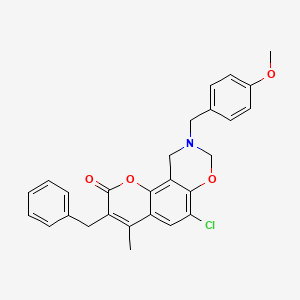 3-benzyl-6-chloro-9-(4-methoxybenzyl)-4-methyl-9,10-dihydro-2H,8H-chromeno[8,7-e][1,3]oxazin-2-one