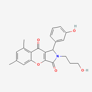 molecular formula C22H21NO5 B11400299 1-(3-Hydroxyphenyl)-2-(3-hydroxypropyl)-6,8-dimethyl-1,2-dihydrochromeno[2,3-c]pyrrole-3,9-dione 