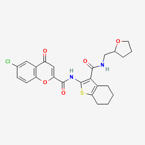 molecular formula C24H23ClN2O5S B11400307 6-chloro-4-oxo-N-{3-[(tetrahydrofuran-2-ylmethyl)carbamoyl]-4,5,6,7-tetrahydro-1-benzothiophen-2-yl}-4H-chromene-2-carboxamide 