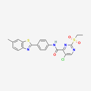 molecular formula C21H17ClN4O3S2 B11400317 5-chloro-2-(ethylsulfonyl)-N-[4-(6-methyl-1,3-benzothiazol-2-yl)phenyl]pyrimidine-4-carboxamide 