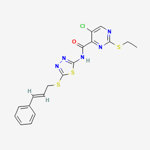 molecular formula C18H16ClN5OS3 B11400326 5-chloro-2-(ethylsulfanyl)-N-(5-{[(2E)-3-phenylprop-2-en-1-yl]sulfanyl}-1,3,4-thiadiazol-2-yl)pyrimidine-4-carboxamide 