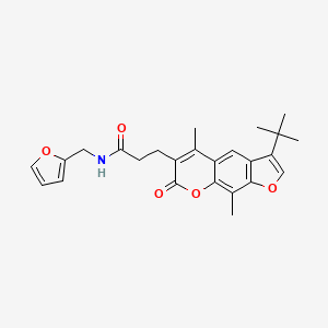 3-(3-tert-butyl-5,9-dimethyl-7-oxo-7H-furo[3,2-g]chromen-6-yl)-N-(furan-2-ylmethyl)propanamide