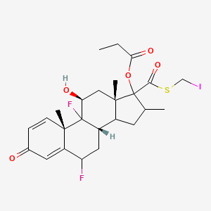 molecular formula C₂₅H₃₁F₂IO₅S B1140036 5-碘甲基 6α,9α-二氟-11β-羟基-16α-甲基-3-氧代-17α-(丙酰氧基)-雄甾-1,4-二烯-17β-硫代碳酸酯 CAS No. 80474-67-5