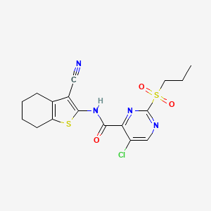 molecular formula C17H17ClN4O3S2 B11400539 5-chloro-N-(3-cyano-4,5,6,7-tetrahydro-1-benzothiophen-2-yl)-2-(propylsulfonyl)pyrimidine-4-carboxamide 