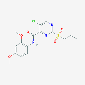 molecular formula C16H18ClN3O5S B11400554 5-chloro-N-(2,4-dimethoxyphenyl)-2-(propylsulfonyl)pyrimidine-4-carboxamide 