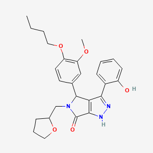 molecular formula C27H31N3O5 B11400559 4-(4-butoxy-3-methoxyphenyl)-3-(2-hydroxyphenyl)-5-(tetrahydrofuran-2-ylmethyl)-4,5-dihydropyrrolo[3,4-c]pyrazol-6(1H)-one 