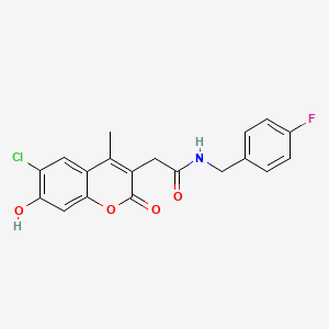 molecular formula C19H15ClFNO4 B11400611 2-(6-chloro-7-hydroxy-4-methyl-2-oxo-2H-chromen-3-yl)-N-(4-fluorobenzyl)acetamide 