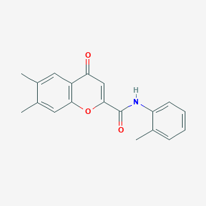 molecular formula C19H17NO3 B11400631 6,7-dimethyl-N-(2-methylphenyl)-4-oxo-4H-chromene-2-carboxamide 