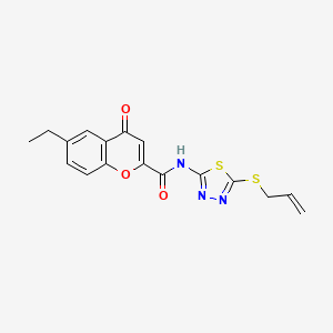 molecular formula C17H15N3O3S2 B11400636 6-ethyl-4-oxo-N-[5-(prop-2-en-1-ylsulfanyl)-1,3,4-thiadiazol-2-yl]-4H-chromene-2-carboxamide 