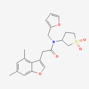 2-(4,6-dimethyl-1-benzofuran-3-yl)-N-(1,1-dioxidotetrahydrothiophen-3-yl)-N-(furan-2-ylmethyl)acetamide