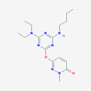 molecular formula C16H25N7O2 B11400676 6-{[4-(butylamino)-6-(diethylamino)-1,3,5-triazin-2-yl]oxy}-2-methylpyridazin-3(2H)-one 