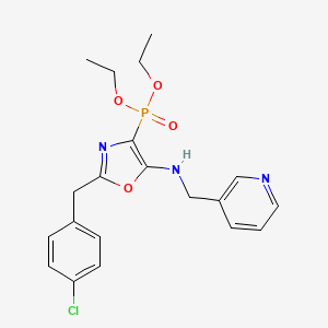 molecular formula C20H23ClN3O4P B11400683 Diethyl {2-(4-chlorobenzyl)-5-[(pyridin-3-ylmethyl)amino]-1,3-oxazol-4-yl}phosphonate 