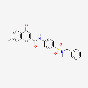 molecular formula C25H22N2O5S B11400690 N-{4-[benzyl(methyl)sulfamoyl]phenyl}-7-methyl-4-oxo-4H-chromene-2-carboxamide 