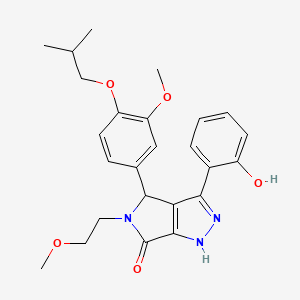 molecular formula C25H29N3O5 B11400759 3-(2-hydroxyphenyl)-5-(2-methoxyethyl)-4-[3-methoxy-4-(2-methylpropoxy)phenyl]-4,5-dihydropyrrolo[3,4-c]pyrazol-6(1H)-one 