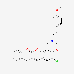 3-benzyl-6-chloro-9-[2-(4-methoxyphenyl)ethyl]-4-methyl-9,10-dihydro-2H,8H-chromeno[8,7-e][1,3]oxazin-2-one