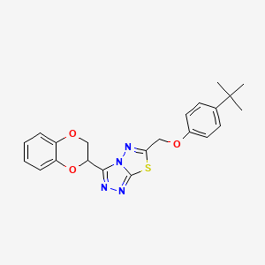 molecular formula C22H22N4O3S B11400831 6-[(4-Tert-butylphenoxy)methyl]-3-(2,3-dihydro-1,4-benzodioxin-2-yl)[1,2,4]triazolo[3,4-b][1,3,4]thiadiazole 