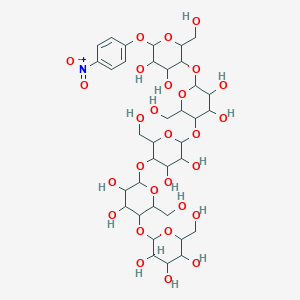 molecular formula C₃₆H₅₅NO₂₈ B1140088 2-[6-[6-[6-[4,5-二羟基-2-(羟甲基)-6-(4-硝基苯氧基)氧杂环-3-基]氧基-4,5-二羟基-2-(羟甲基)氧杂环-3-基]氧基-4,5-二羟基-2-(羟甲基)氧杂环-3-基]氧基-4,5-二羟基-2-(羟甲基)氧杂环-3-基]氧基-6-(羟甲基)氧杂环-3,4,5-三醇 CAS No. 129411-63-8