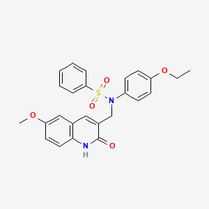 N-(4-ethoxyphenyl)-N-[(2-hydroxy-6-methoxyquinolin-3-yl)methyl]benzenesulfonamide