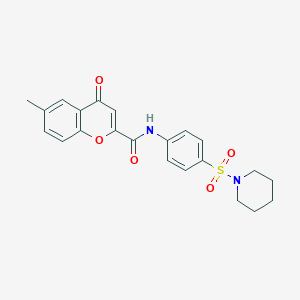 molecular formula C22H22N2O5S B11400925 6-methyl-4-oxo-N-[4-(piperidin-1-ylsulfonyl)phenyl]-4H-chromene-2-carboxamide 