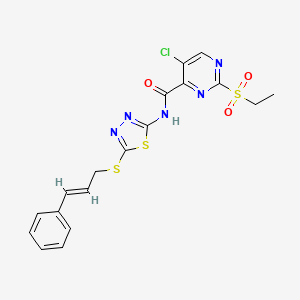 molecular formula C18H16ClN5O3S3 B11400927 5-chloro-2-(ethylsulfonyl)-N-(5-{[(2E)-3-phenylprop-2-en-1-yl]sulfanyl}-1,3,4-thiadiazol-2-yl)pyrimidine-4-carboxamide 