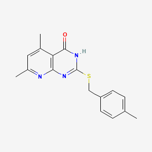 molecular formula C17H17N3OS B11400932 5,7-Dimethyl-2-[(4-methylbenzyl)sulfanyl]pyrido[2,3-d]pyrimidin-4-ol 