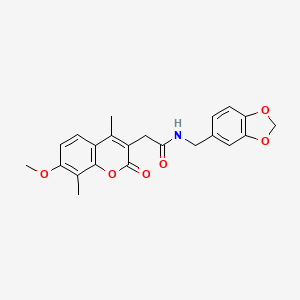 N-(1,3-benzodioxol-5-ylmethyl)-2-(7-methoxy-4,8-dimethyl-2-oxo-2H-chromen-3-yl)acetamide