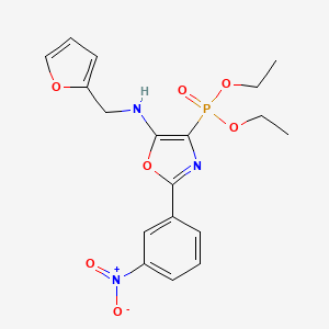 molecular formula C18H20N3O7P B11400953 Diethyl {5-[(furan-2-ylmethyl)amino]-2-(3-nitrophenyl)-1,3-oxazol-4-yl}phosphonate 