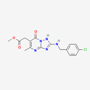 molecular formula C16H16ClN5O3 B11400965 Methyl {2-[(4-chlorobenzyl)amino]-5-methyl-7-oxo-3,7-dihydro[1,2,4]triazolo[1,5-a]pyrimidin-6-yl}acetate 