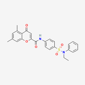 molecular formula C26H24N2O5S B11400985 N-{4-[ethyl(phenyl)sulfamoyl]phenyl}-5,7-dimethyl-4-oxo-4H-chromene-2-carboxamide 