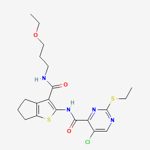 5-chloro-N-{3-[(3-ethoxypropyl)carbamoyl]-4H,5H,6H-cyclopenta[b]thiophen-2-yl}-2-(ethylsulfanyl)pyrimidine-4-carboxamide