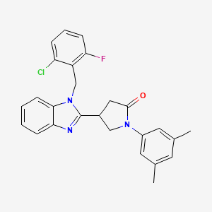 molecular formula C26H23ClFN3O B11401046 4-[1-(2-chloro-6-fluorobenzyl)-1H-benzimidazol-2-yl]-1-(3,5-dimethylphenyl)pyrrolidin-2-one 