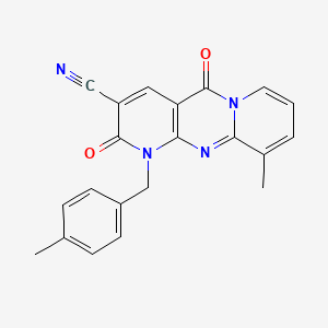 11-methyl-7-[(4-methylphenyl)methyl]-2,6-dioxo-1,7,9-triazatricyclo[8.4.0.03,8]tetradeca-3(8),4,9,11,13-pentaene-5-carbonitrile