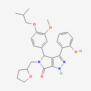 molecular formula C27H31N3O5 B11401059 3-(2-hydroxyphenyl)-4-[3-methoxy-4-(2-methylpropoxy)phenyl]-5-(tetrahydrofuran-2-ylmethyl)-4,5-dihydropyrrolo[3,4-c]pyrazol-6(1H)-one 