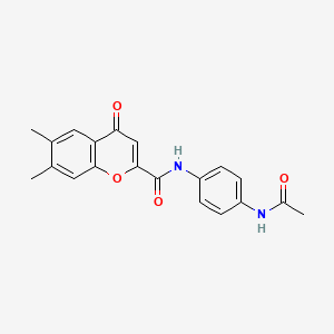 molecular formula C20H18N2O4 B11401075 N-[4-(acetylamino)phenyl]-6,7-dimethyl-4-oxo-4H-chromene-2-carboxamide CAS No. 879579-24-5